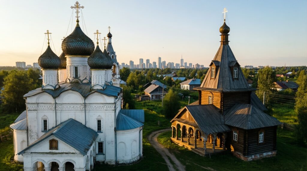 Символика в храмовой архитектуре: купола, кресты, розы ветров и ориентация по сторонам света - иллюстрация