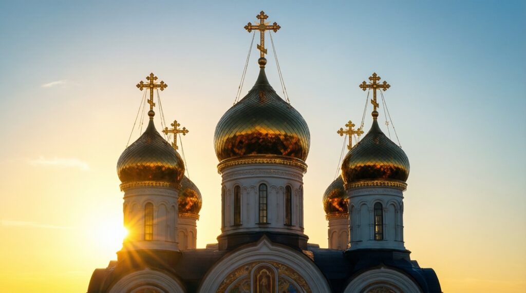 Символика в храмовой архитектуре: купола, кресты, розы ветров и ориентация по сторонам света - иллюстрация